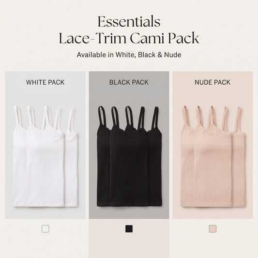 Essentials Lace-Trim Camisole Trio – 3 Pack