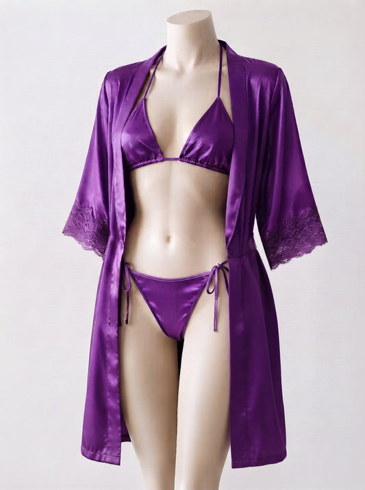 3 Piece Silk Nighty Set