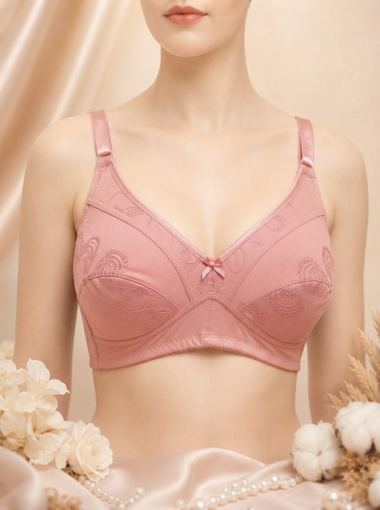 Women's Cotton Embroidered Non-Padded Bra