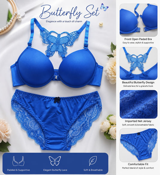 Butterfly Set – Front Open Padded Bra & Panty Set