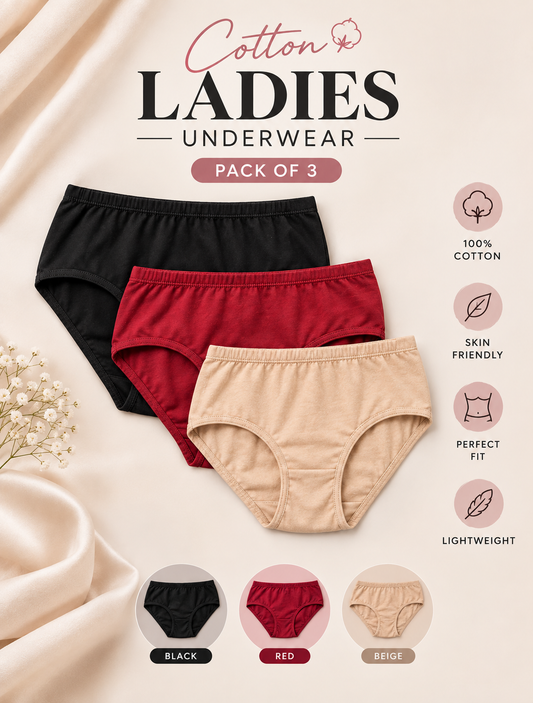 Pack of 3 Cotton Ladies Underwear