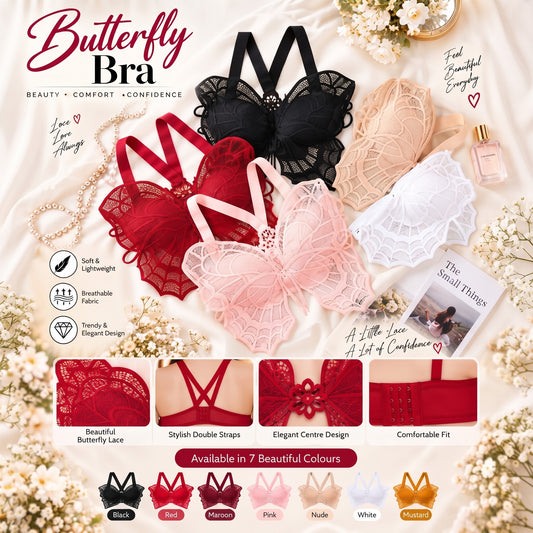 Butterfly Bra – Soft Light Padded Lace Bra